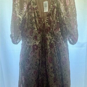 Torrid Floral Midi Dress - Pink and Green